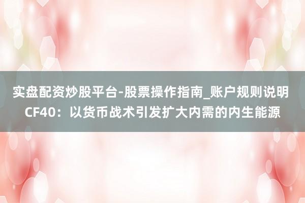 实盘配资炒股平台-股票操作指南_账户规则说明 CF40：以货币战术引发扩大内需的内生能源