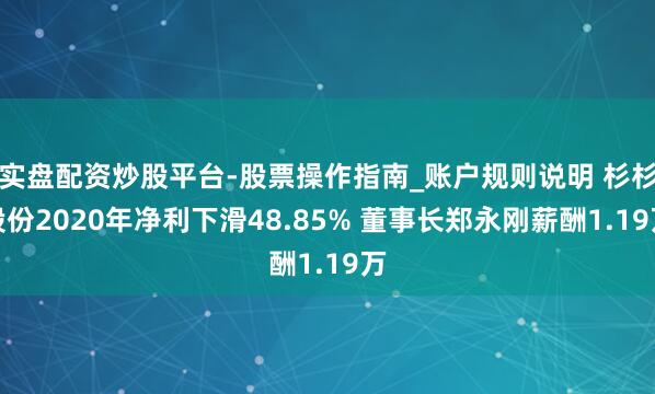 实盘配资炒股平台-股票操作指南_账户规则说明 杉杉股份2020年净利下滑48.85% 董事长郑永刚薪酬1.19万