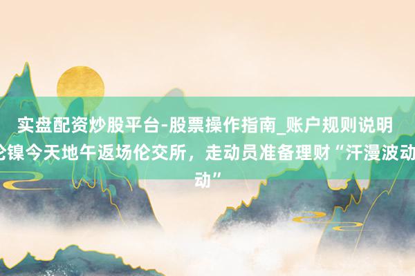实盘配资炒股平台-股票操作指南_账户规则说明 伦镍今天地午返场伦交所，走动员准备理财“汗漫波动”